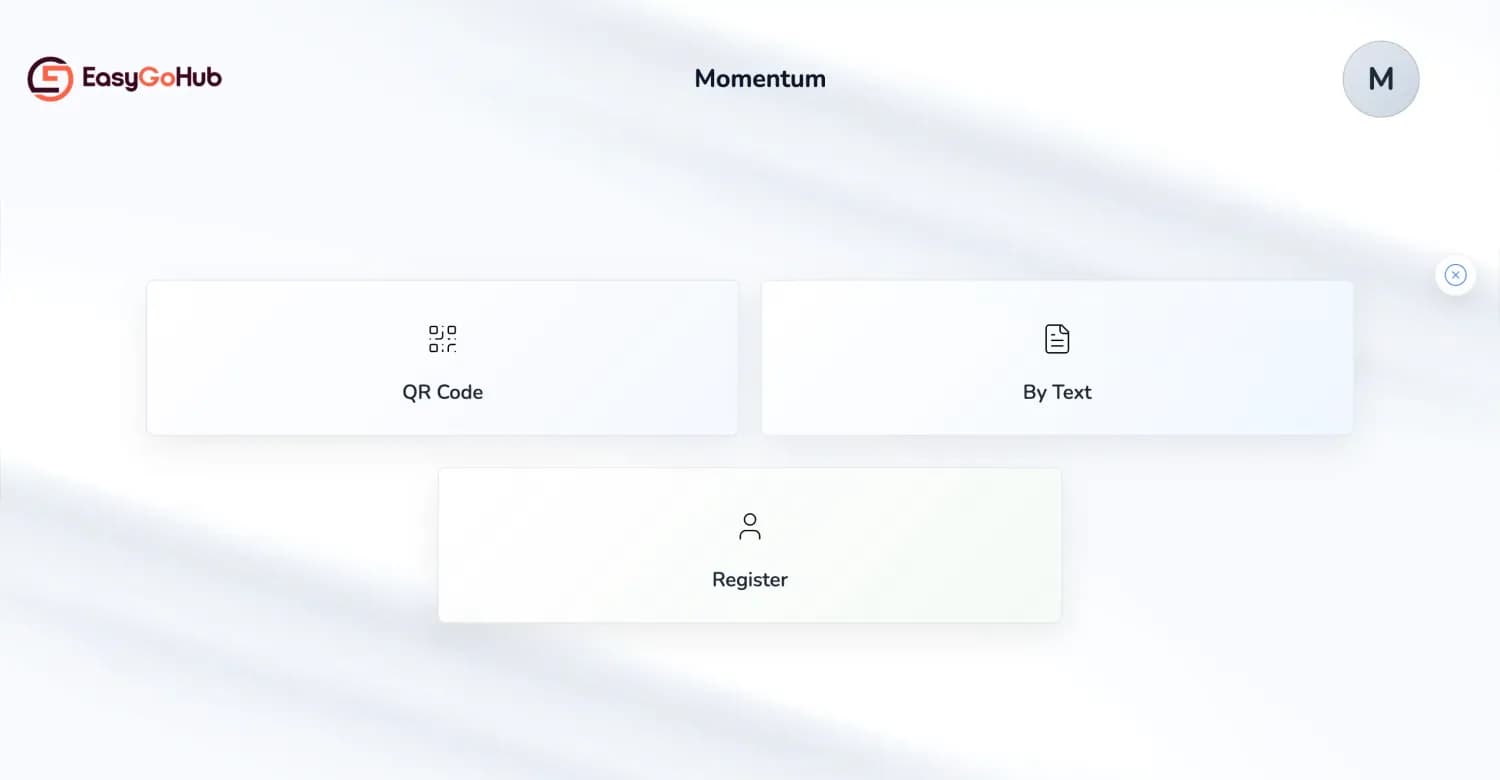 EasyGoHub live event POS with QR, text lookup and registration options